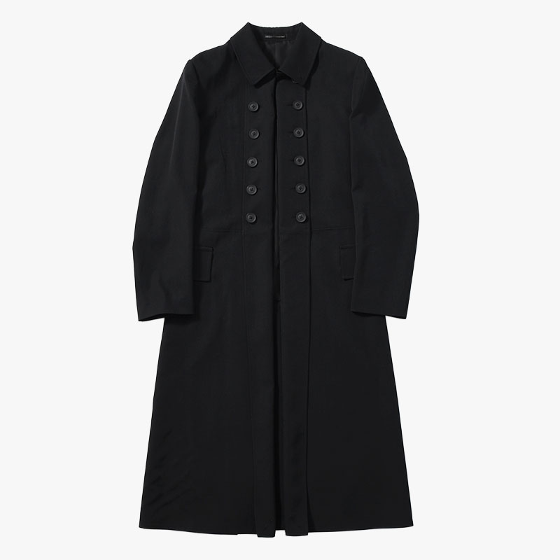 WOOL GABARDINE NAPOLEON LONG JACKET -BLACK-