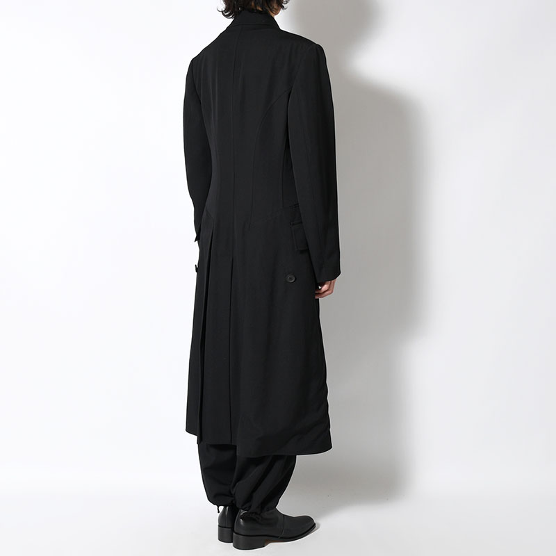 WOOL GABARDINE NAPOLEON LONG JACKET -BLACK-