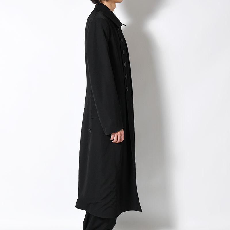 WOOL GABARDINE NAPOLEON LONG JACKET -BLACK-