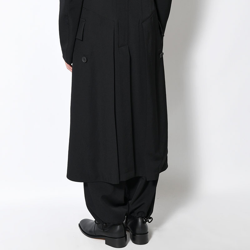WOOL GABARDINE NAPOLEON LONG JACKET -BLACK-