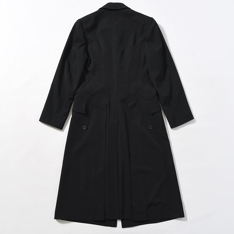 WOOL GABARDINE NAPOLEON LONG JACKET -BLACK-
