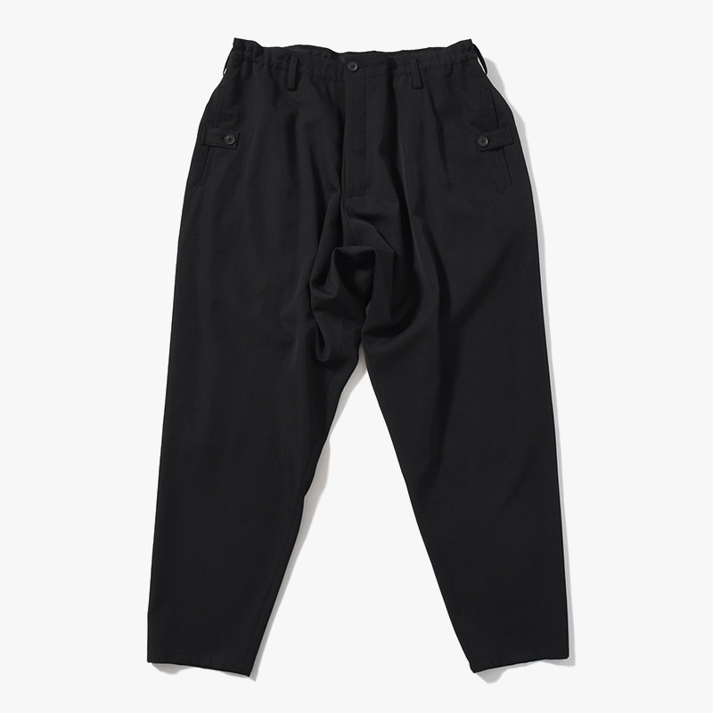 WOOL GABARDINE THIN SAROUEL PANTS -BLACK-