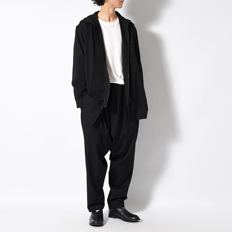 WOOL GABARDINE THIN SAROUEL PANTS -BLACK-