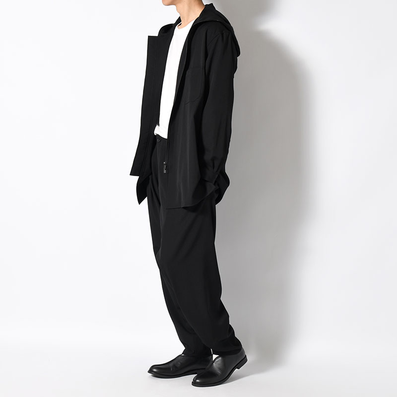 WOOL GABARDINE THIN SAROUEL PANTS -BLACK-