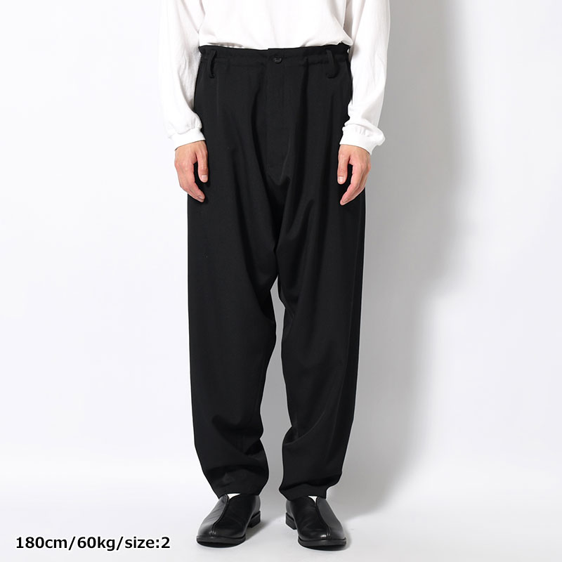WOOL GABARDINE THIN SAROUEL PANTS -BLACK-