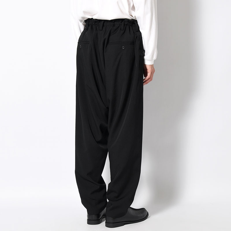 WOOL GABARDINE THIN SAROUEL PANTS -BLACK-