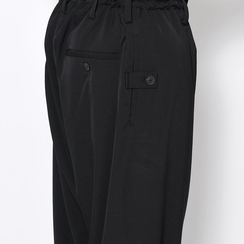 WOOL GABARDINE THIN SAROUEL PANTS -BLACK-