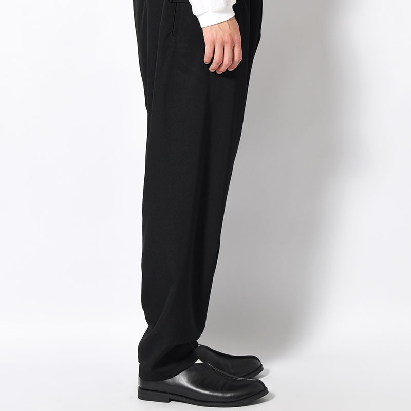WOOL GABARDINE THIN SAROUEL PANTS -BLACK-