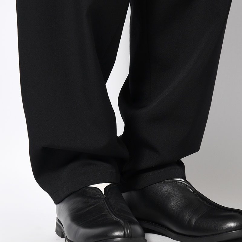 WOOL GABARDINE THIN SAROUEL PANTS -BLACK-
