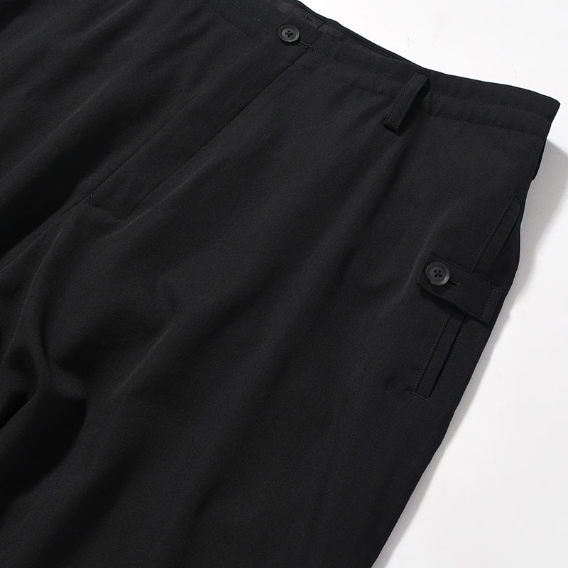 WOOL GABARDINE THIN SAROUEL PANTS -BLACK-