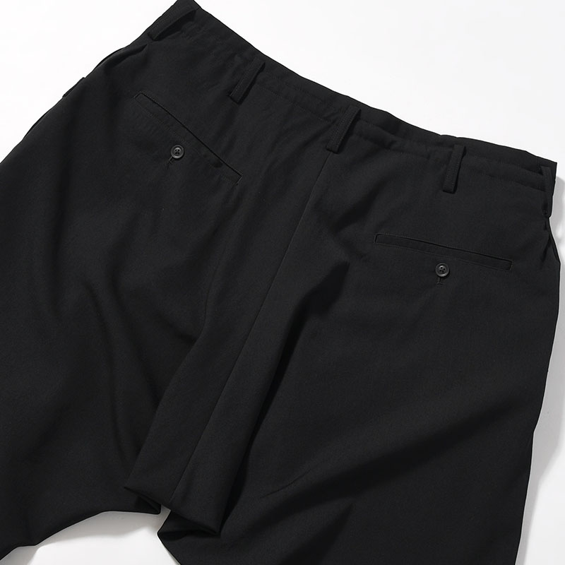WOOL GABARDINE THIN SAROUEL PANTS -BLACK-