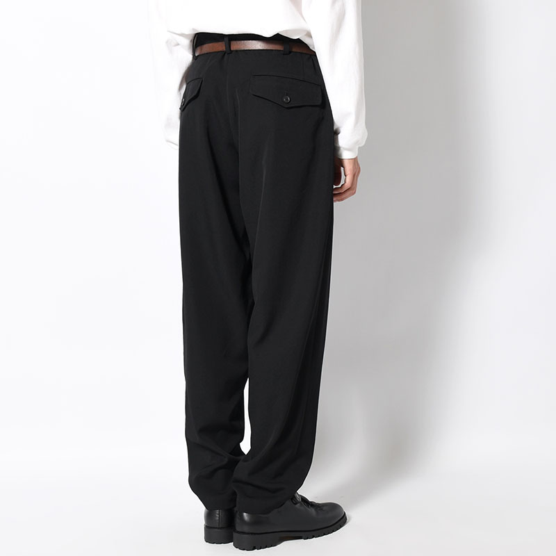 WOOL GABARDINE 2TUCKS PANTS -BLACK-