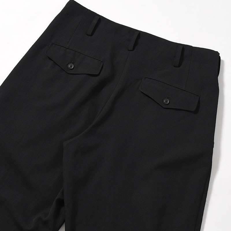 WOOL GABARDINE 2TUCKS PANTS -BLACK-