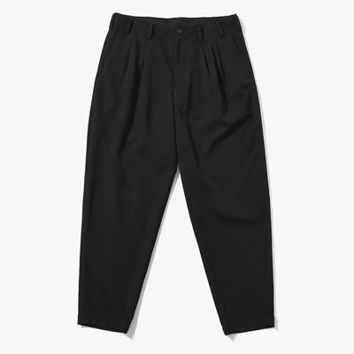 WOOL GABARDINE 2TUCKS PANTS -BLACK-