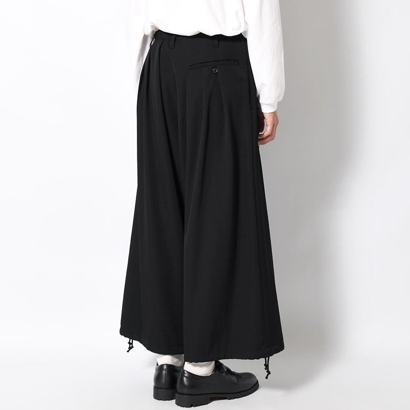 WOOL GABARDINE THIN BALLOON PANTS -BLACK-