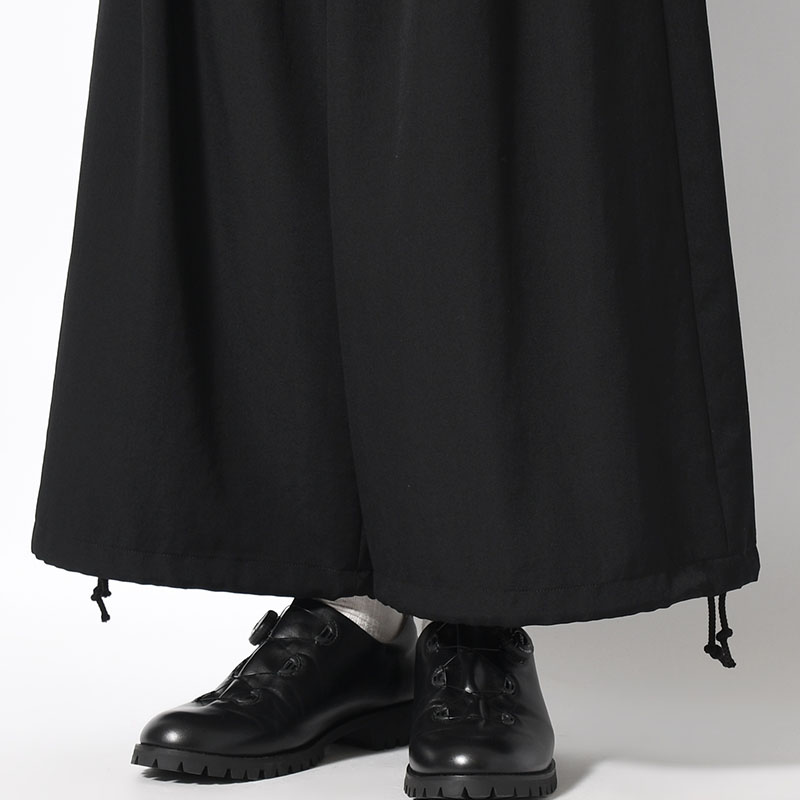 WOOL GABARDINE THIN BALLOON PANTS -BLACK-