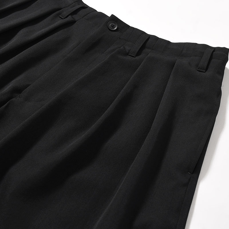WOOL GABARDINE THIN BALLOON PANTS -BLACK-