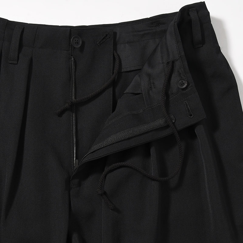 WOOL GABARDINE THIN BALLOON PANTS -BLACK-