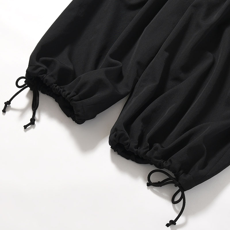 WOOL GABARDINE THIN BALLOON PANTS -BLACK-