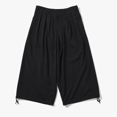 WOOL GABARDINE THIN BALLOON PANTS -BLACK-
