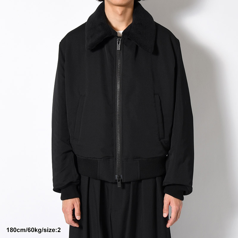WOOL GABARDINE FLIGHT JACKET -BLACK-