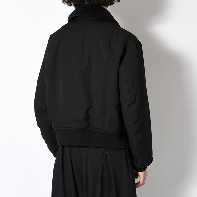 WOOL GABARDINE FLIGHT JACKET -BLACK-