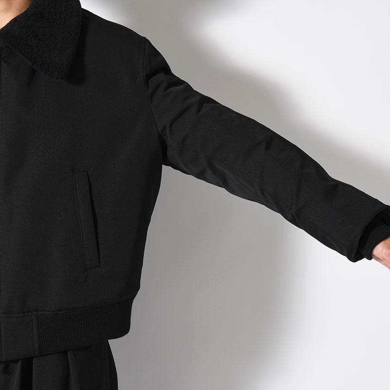 WOOL GABARDINE FLIGHT JACKET -BLACK-