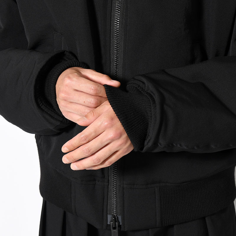 WOOL GABARDINE FLIGHT JACKET -BLACK-