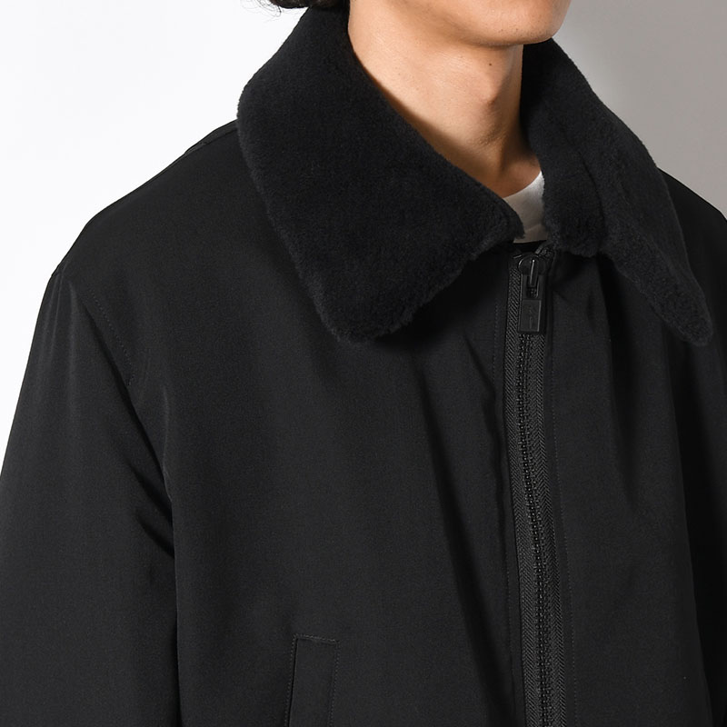 WOOL GABARDINE FLIGHT JACKET -BLACK-