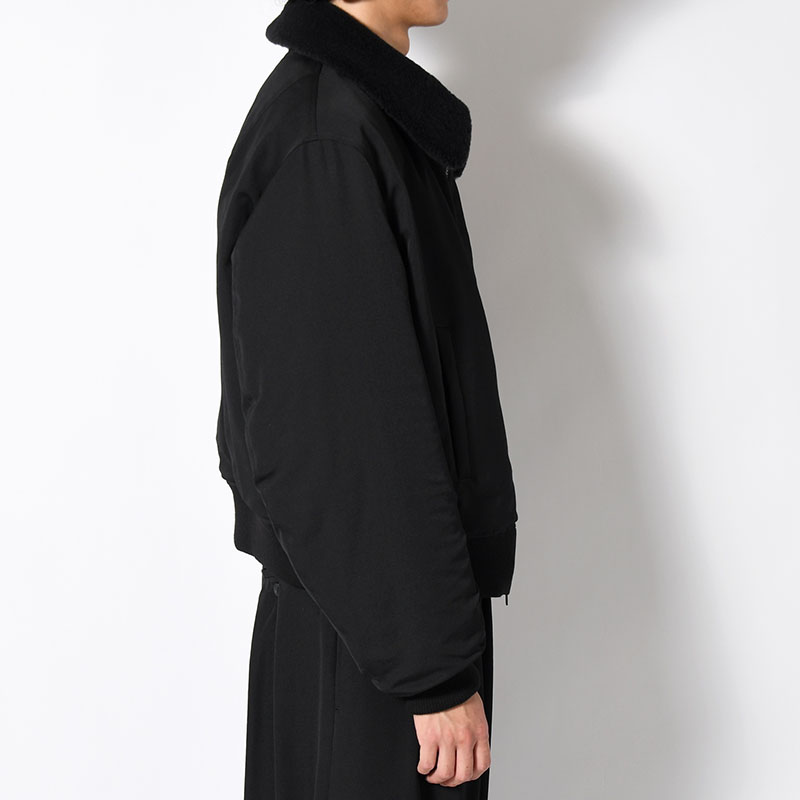 WOOL GABARDINE FLIGHT JACKET -BLACK-