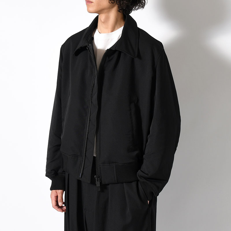WOOL GABARDINE FLIGHT JACKET -BLACK-