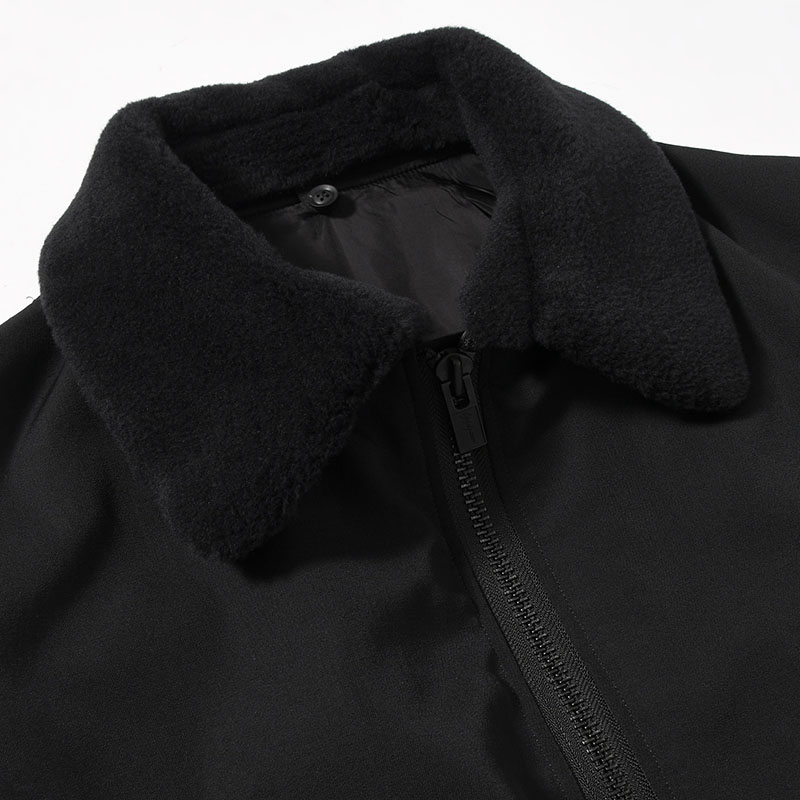WOOL GABARDINE FLIGHT JACKET -BLACK-