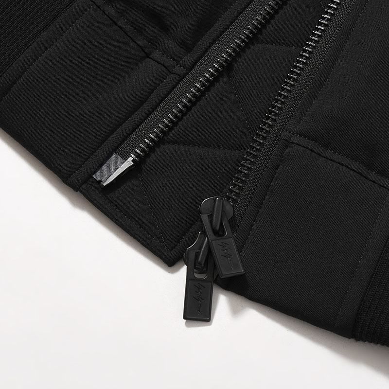 WOOL GABARDINE FLIGHT JACKET -BLACK-