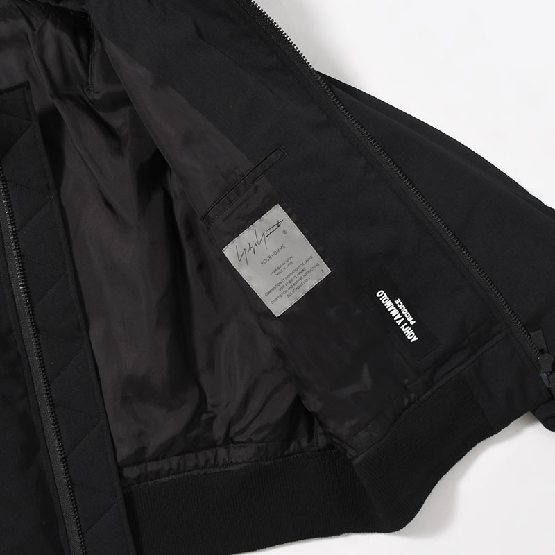 WOOL GABARDINE FLIGHT JACKET -BLACK-