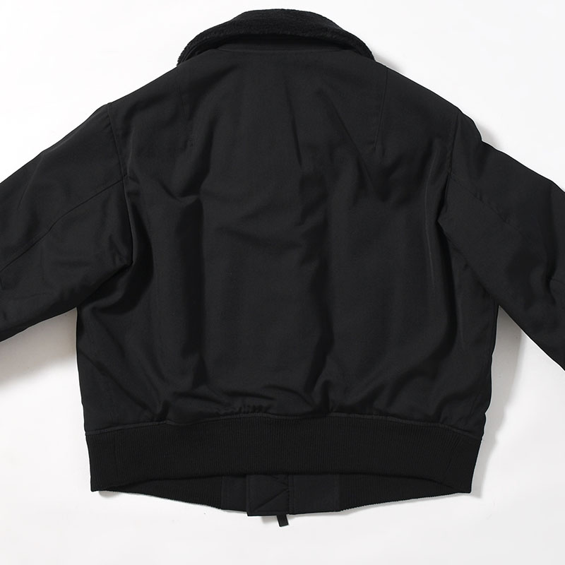 WOOL GABARDINE FLIGHT JACKET -BLACK-
