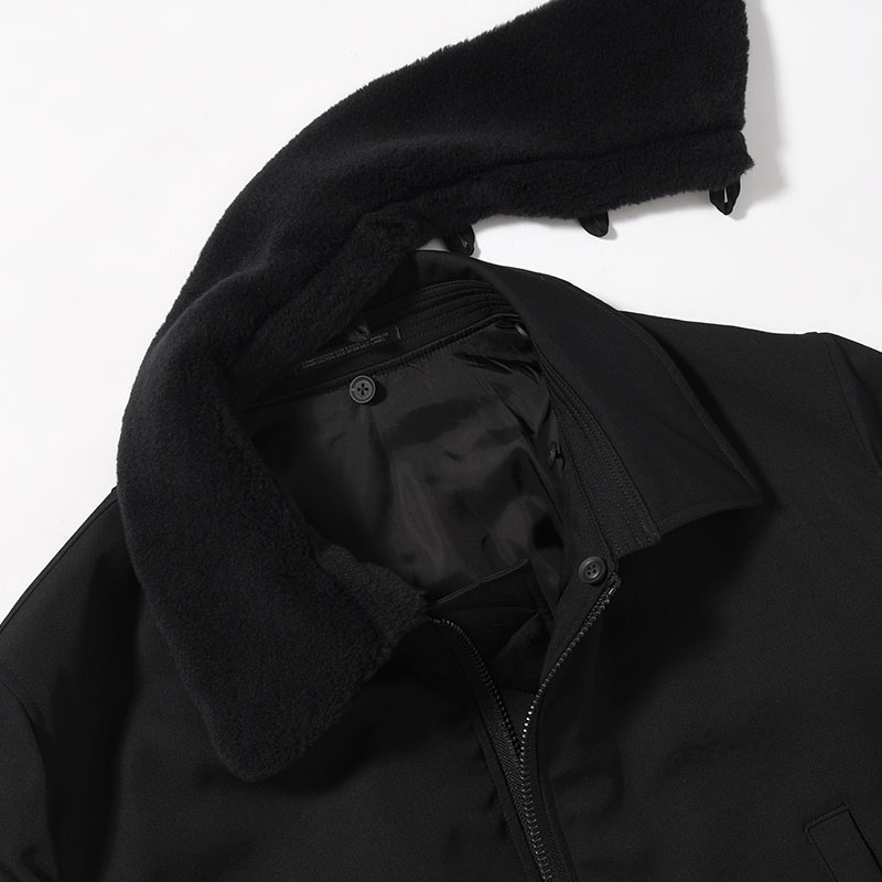WOOL GABARDINE FLIGHT JACKET -BLACK-
