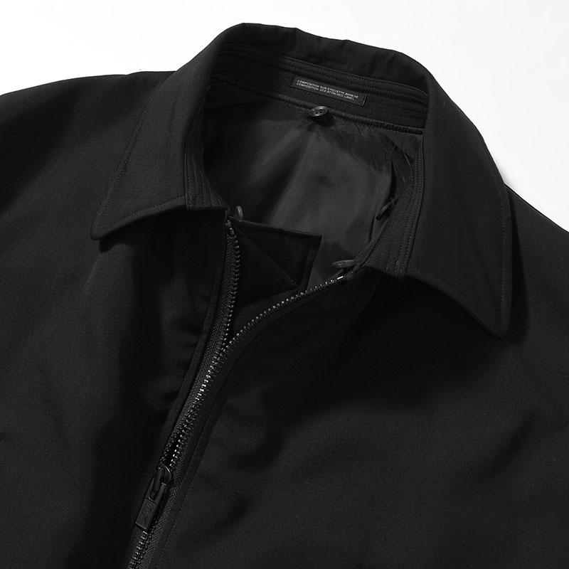 WOOL GABARDINE FLIGHT JACKET -BLACK-