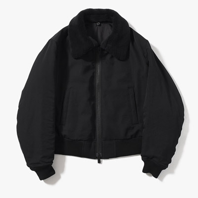 WOOL GABARDINE FLIGHT JACKET -BLACK-