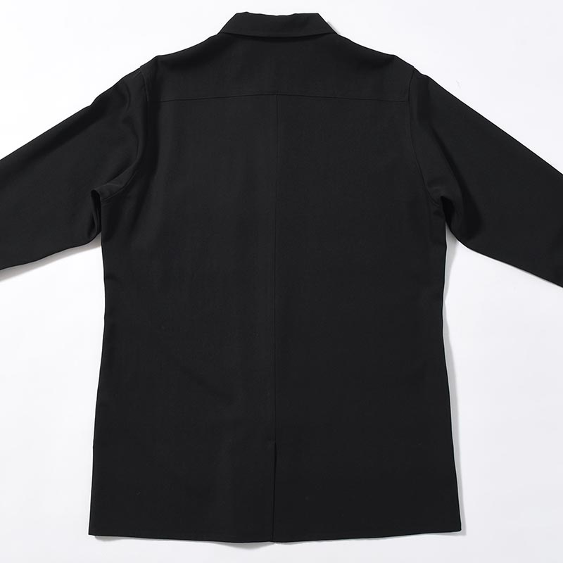 WOOL GABARDINE FRONT ZIP BLOUSE -BLACK-