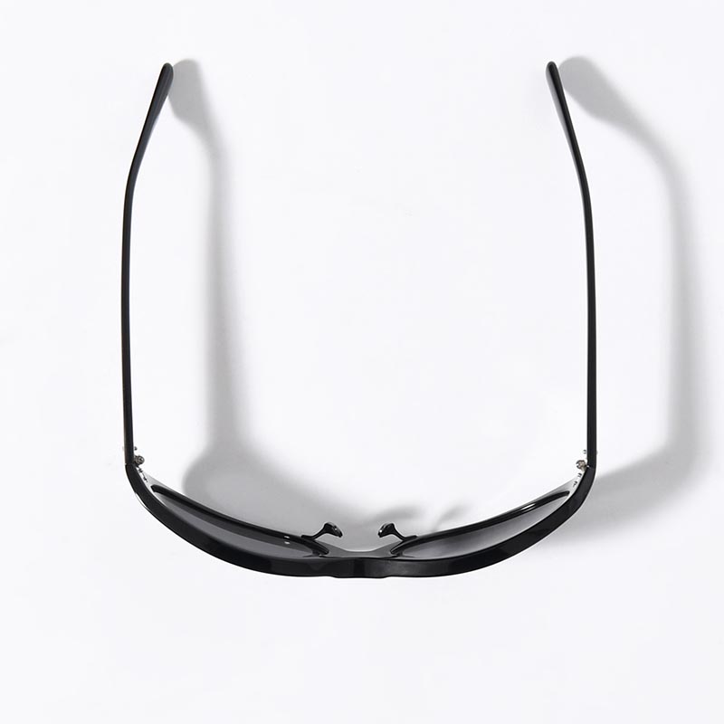 BLACK ACETATE CURVE SUNGLASSES -GREY-