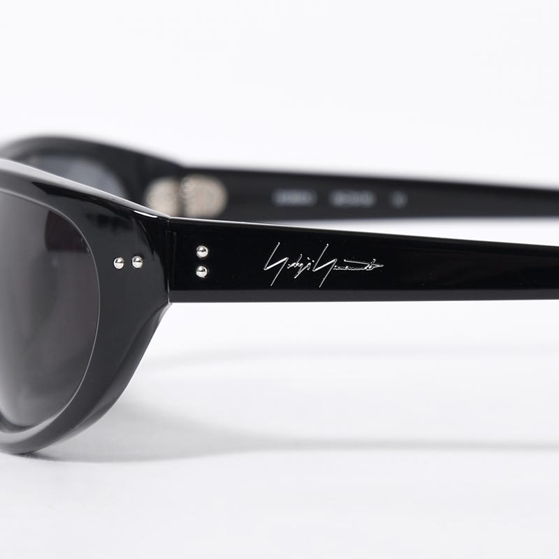 BLACK ACETATE CURVE SUNGLASSES -GREY-