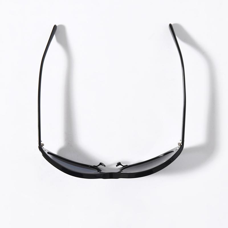 BLACK ACETATE CURVE SUNGLASSES -BLUE-