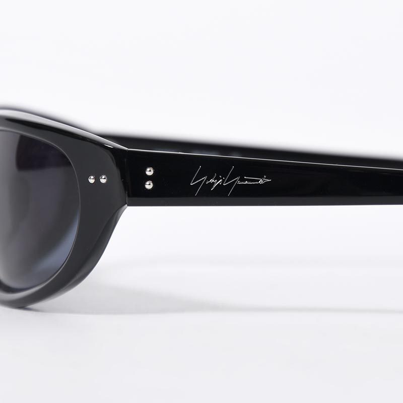 BLACK ACETATE CURVE SUNGLASSES -BLUE-