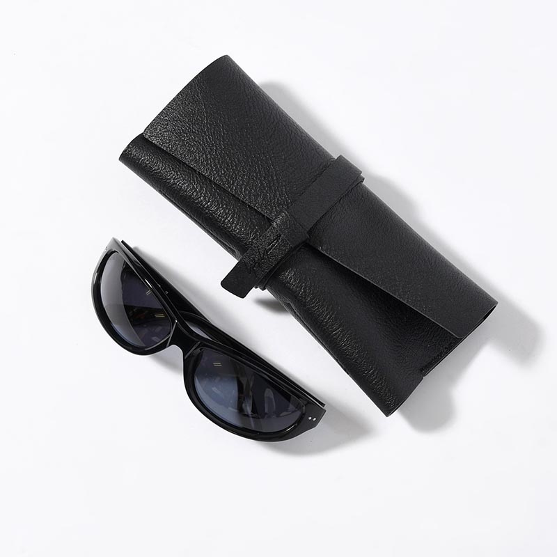 BLACK ACETATE CURVE SUNGLASSES -BLUE-