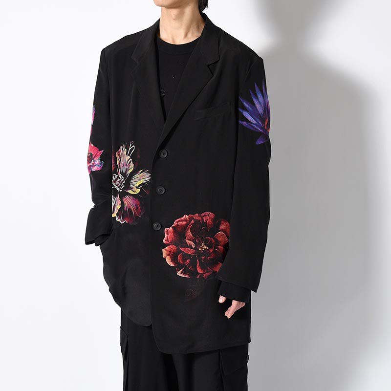 FLOWER PRINT JACKET -BLACK-