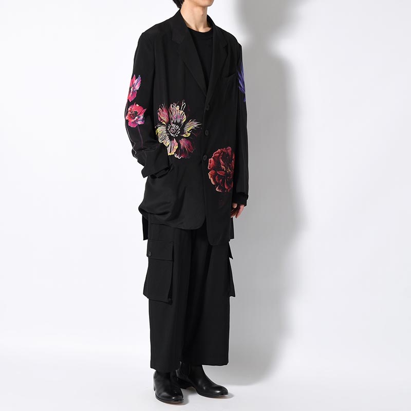 FLOWER PRINT JACKET -BLACK-