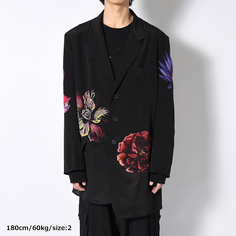 FLOWER PRINT JACKET -BLACK-