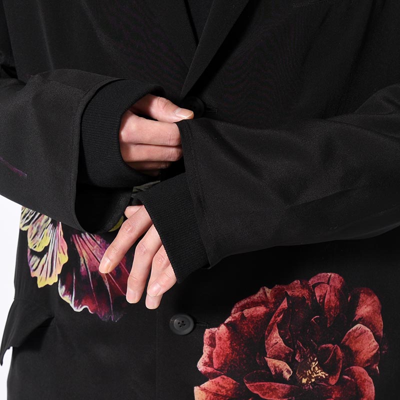 FLOWER PRINT JACKET -BLACK-