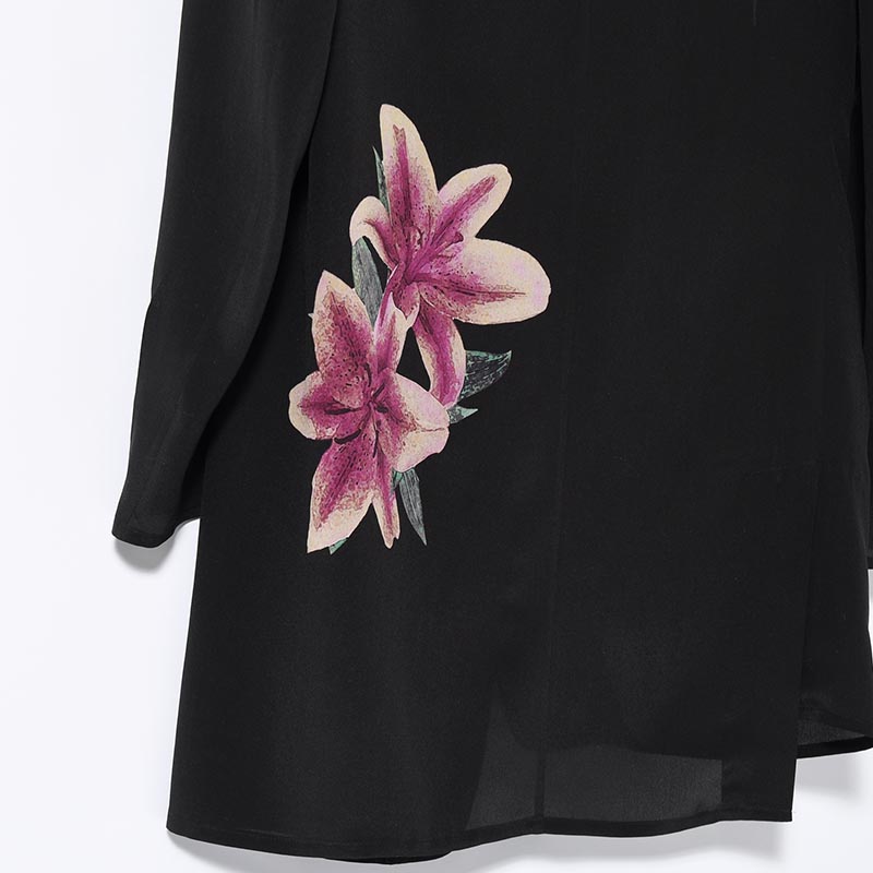 FLOWER PRINT JACKET -BLACK-