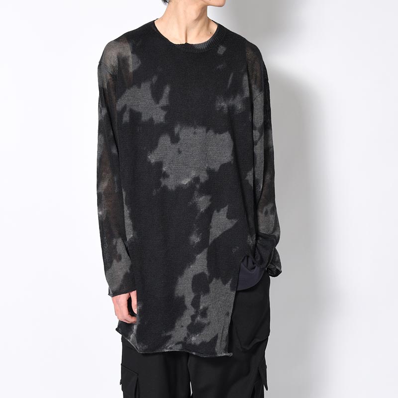 7G DYED JERSEY FRONT SLIT LONG SLEEVE -BLACK-